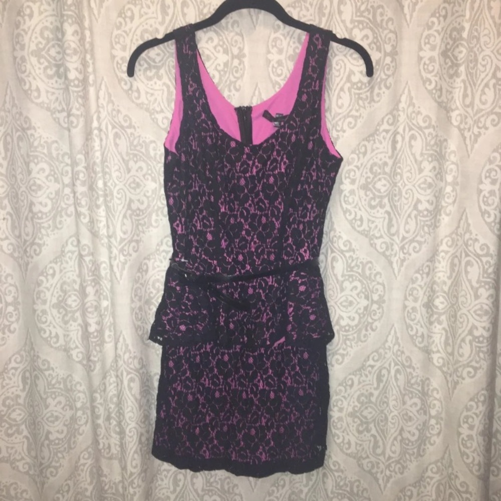 Heart Soul Pink Black Peplum Dress